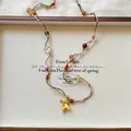 Elegant adjustable cord necklace featuring a gold poodle pendant and colorful beads - Gold Stereoscopic Animal Colorful Beaded Braided Necklace (23#)