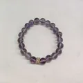 Premium purple amethyst beaded bracelet with a sparkling gold rectangular spacer charm - Amethyst Rectangle Bead Style(106) / Suspension Box Packaging