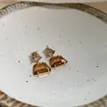 Elegante Vintage Bernstein Trapez geometrische Ohrringe mit hochwertigen Edelstahlstiften - Goldbraun