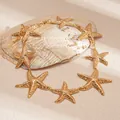 Elegant chunky gold starfish statement necklace with unique hammered texture for women - Starfish Hammered Personalized Necklace (47#)