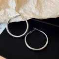 Minimalist silver hoop earrings featuring an elegant high-polished finish for women - Medium (2#)