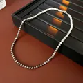 Elegant French vintage gradient pearl necklace featuring white and metallic grey beads - 4mm Gray-White Patchwork (50#) / White-Gray