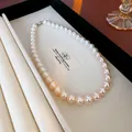 Elegant vintage French style pearl beaded necklace choker with warm white luster jewelry - 10mm Pink-White Patchwork (65#) / White-Pink