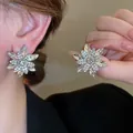 Exquisite sparkling snowflake stud earrings with silver needles and clear rhinestones - Multi-layer Ice Crystal Snowflake Style (30#)