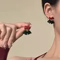 Elegant Christmas bow and bell earrings with festive red and green velvet finish - Bowknot Christmas Bell Style (11#)