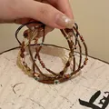 Vintage ethnic multi-layer beaded bracelet with glass and agate beads in brown tones - Beaded Stacking Style (2#) / Coffee