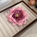 Elegant pink fabric rose flower hair clip displayed on jewelry tray - Pink-Purple Gradient Satin Rose (55#) / 55# Claw Clip - Pink