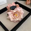 Elegant peach pink rose flower hair claw clip accessory for stylish women's hairstyles - Artificial Petal Texture Rose (58#) / 58# Claw Clip - Pink