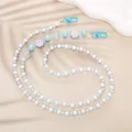 Cute pastel beaded lanyard with cat paw charms in light blue and white theme - Cat Paw Crossbody Style / Blue Cat Paw Style (K039)