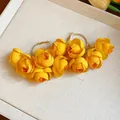 Eleganti orecchini a cerchio con fiori gialli in stile dopamina vivace - Grande Cerchio di Fiori in Tessuto (Perno in Argento)