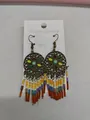 Vintage Bohemian ethnic style tassel drop earrings with colorful beads on white card - Ear Hook (36#) / Gold-Yellow