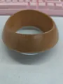 Oversized vintage textured bangle bracelet with natural wood grain finish in light brown color - Style 1