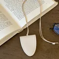 Elegant beige leather magnetic glasses holder necklace for convenient carry - Eyeglasses Clip (2# Necklace) / White