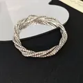 Elegant multi-layer rhinestone wrap bracelet in silver tone with brilliant shine. - Silver