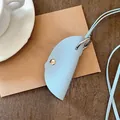 Light blue portable pebble leather eyeglass holder clip neck strap anti-lost accessory - Eyeglasses Clip (7# Necklace) / Blue