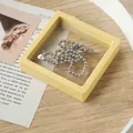 Creamy yellow 9x9cm PE film floating jewelry display box for necklaces - Creamy Yellow-Large (AQ81)