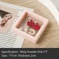 Portable pink 7x7cm jewelry suspension box with transparent anti-oxidation PE film - Smoky Pink-Small (AQ81)