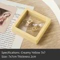 Creamy yellow portable 3D floating frame jewelry box with PE film, size 7x7x2cm. - Creamy Yellow-Small (AQ81)