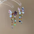 Bohemian style butterfly tassel earrings featuring colorful beads and vintage metal charms - Style 5 Ear Hook