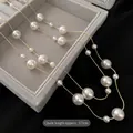 Elegante collana lunga di perle, finitura catena oro, lunghezza circa 172 cm - 172cm Stile Lungo / Bianco