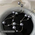 Elegante collana lunga con perle grigie stile vintage francese, lunghezza 172 cm - 172cm Stile Lungo / Grigio