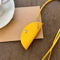 Vibrant yellow lychee texture leather magnetic glasses holder clip with neck strap - Eyeglasses Clip (9# Necklace) / Yellow