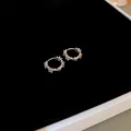 Elegant silver plated huggie hoop earrings with sparkling inlaid cubic zirconia for women - Micro-Inlaid Rhinestone Ear Clip