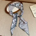 Macro view of vintage paisley silk scarf necklace with luxurious fabric texture details - Style 8 / Green-White