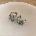 Premium silver-plated entwined multi-strand hoop earrings with a minimalist design - Silver