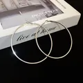Oversized minimalist silver hoop earrings with a sleek polished finish for a modern look. - Minimalist Oversized Hoop Style (37#) / Large / Silver