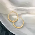 Elegant minimalist matte gold hoop earrings featuring silver pins and a modern design. - Matte Geometric Hoop Style (93#) / Matte Gold