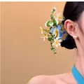 Elegant handmade fabric flower hair pin with blue and white blossoms for women's hair - Flower Hair Stick / 1 Piece / Blue