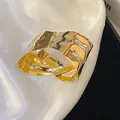 Close-up of a high-quality gold irregular wrinkled metal cuff bracelet with hinge detail - Irregular Geometric (7#)