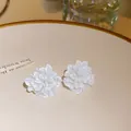 Ohrstecker im französischen Stil mit weißen Blumen für Damen - 5# Silbernadel - Weiße Perlenblume
