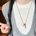 Minimalistische gouden paard hanger ketting met rode kraal aan lang koord voor dames - Gouden Paard Rode Kraal Stijl (13#)