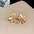 Elegante französische Blumenohrringe mit farbenfrohen Perlen und facettierten Akzenten - 33# Silber Stift - Gelb