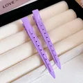 Detailed close-up showing two lavender purple duckbill hair clips on a soft display - 52# Duckbill Clip - Hollow Round Holes