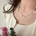 Élégant collier ras du cou minimaliste de style coréen avec nœuds en perles blanches - 27# Collier - Chaîne de Clavicule à Nœud Perlé