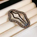 Elegant wavy black metal hair clip with sparkling rhinestones inside a display box - 36# BB Clip - Wavy Rhinestone Style