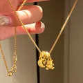 Élégant collier plaqué or avec pendentif ourson et lune mignon - 40# Collier - Style Pendentif Ludique Lune et Ours