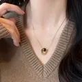 Collier minimaliste coréen doré avec pendentif en forme de U et perle œil de tigre chic - 53# Collier - Style Œil de Tigre en Métal en U