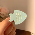 Cute mint green fish shaped duckbill hair clip for girls with wavy cream pattern details - 87# Duckbill Clip - Cartoon Fish