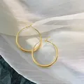 Elegant large gold hoop earrings for women with a polished metallic finish and chic design. - Polished High Gloss Style (8#) / Bright Gold