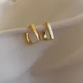 Elegant minimalist geometric U-shaped hoop earrings with a polished gold finish - U-Shaped Geometric Style (14#) / Gold