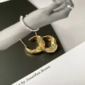 Irregular textured gold hoop earrings with a high-end designer look and vintage feel - Vintage Irregular Style (16#) / Gold
