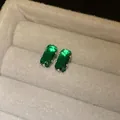 Close-up of elegant emerald green rectangular zircon stud earrings in velvet box - Rectangular Cut Small (2#)