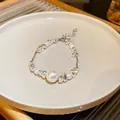Elegant French style pearl and silver bead bracelet for women, SKU variant view - Irregular Style / Silver