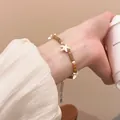 Boho style earth-toned beaded bracelet with white starfish charms and adjustable chain - Bracelet / Brown Stainless Steel Style 6