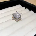 Elegant silver snowflake open ring with sparkling clear zircon stones for women - Snowflake Style (5342825386417) / Silver
