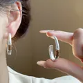 Eleganter Vintage Maillard Silber Reifenohrring mit einem einzigartigen strukturierten Holzdetail - 42# Silbernadel - Silber